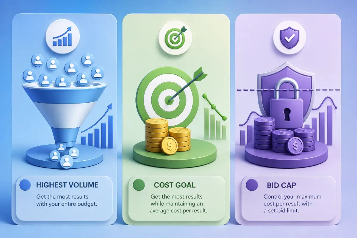 Meta Ads Bidding Strategies Explained Highest Volume, Cost Goal & Bid Cap