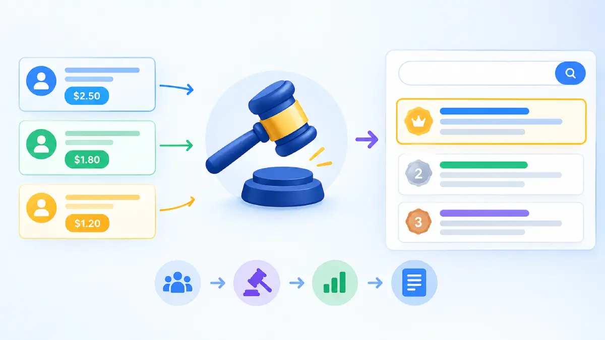 Google Ads Auction explained with Ad Rank and ad selection