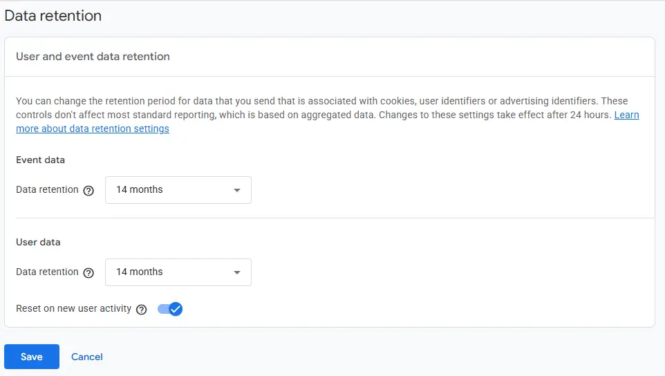Google Analytics 4 Things to Do After Setup - Review Data Retention